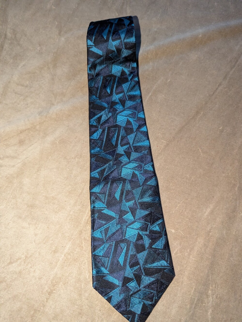 Vintage Garrick Anderson Silk Tie Abstract Geometric Blue